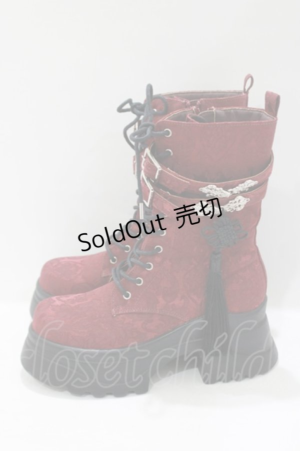 画像2: axes femme POETIQUE / チャイナ釦タンクソールブーツ 37 ワイン H-25-05-12-082-AX-SH-NS-ZH (2)