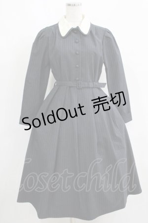画像: an another angelus / ピンストライプクレリック衿ロングワンピース Free D/GRAY H-25-05-12-012-CA-OP-NS-ZH
