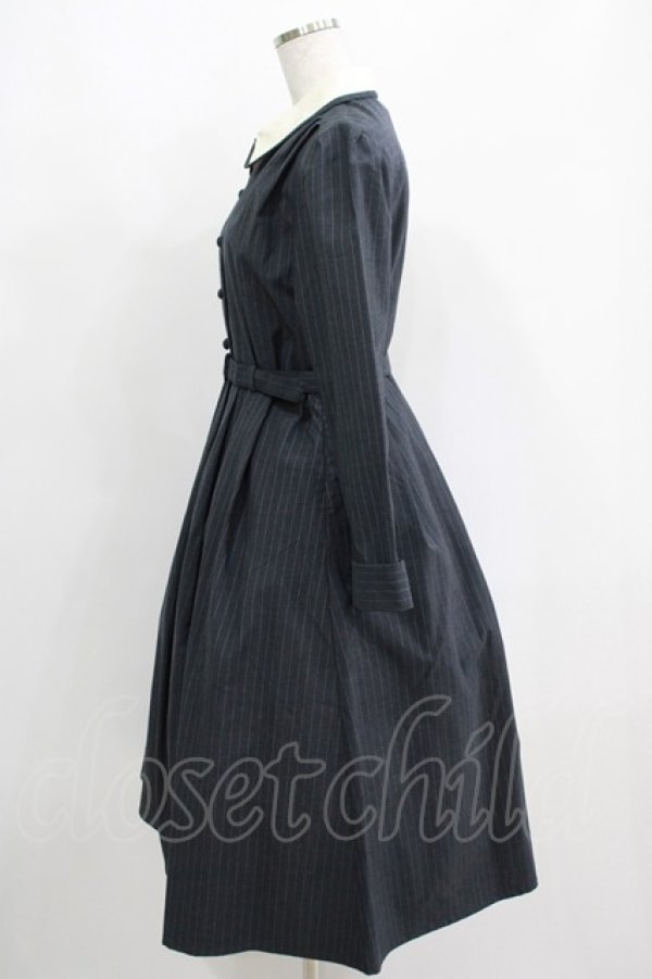 画像2: an another angelus / ピンストライプクレリック衿ロングワンピース Free D/GRAY H-25-05-12-012-CA-OP-NS-ZH (2)