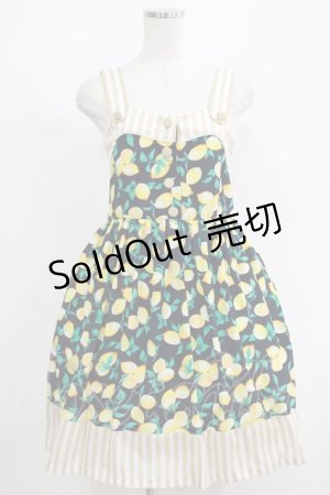 画像: Fi.n.t / レモンストライプジャンパースカート Free NAVY H-25-05-12-014-CA-OP-NS-ZH