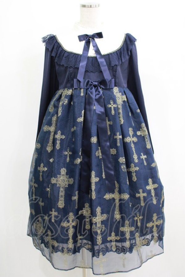 画像1: Angelic Pretty / Holy Rosaryワンピース Free ネイビー H-25-05-12-022-AP-OP-NS-ZH (1)