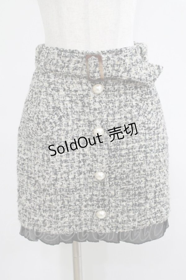 画像1: Ank Rouge / プリーツフリルツイードスカート M ブラック H-25-05-13-042-CA-SK-NS-ZH (1)