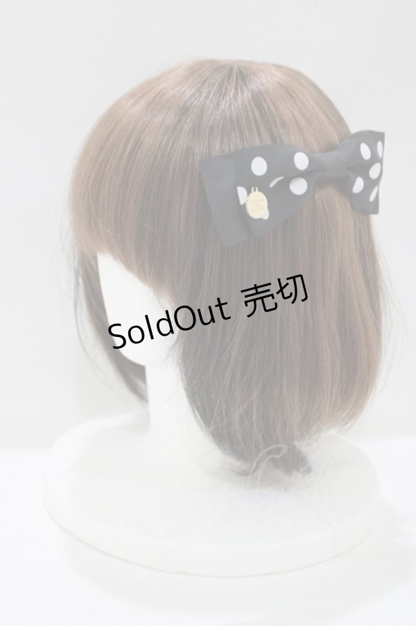 画像1: Maison de FLEUR / ドットサテンリボンバレッタ  ブラック H-25-05-13-057-LO-AC-NS-ZH (1)