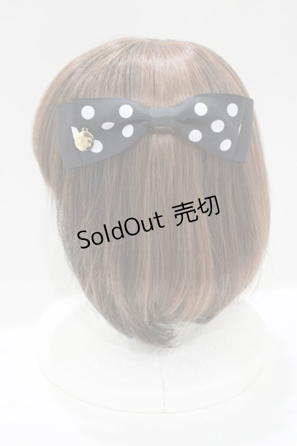 画像2: Maison de FLEUR / ドットサテンリボンバレッタ  ブラック H-25-05-13-057-LO-AC-NS-ZH (2)