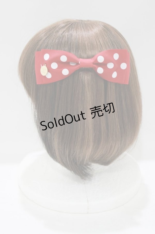 画像2: Maison de FLEUR / ドットサテンリボンバレッタ  レッド H-25-05-13-059-LO-AC-NS-ZH (2)