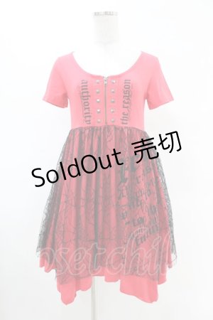 画像: GHOST of HARLEM / メッシュ重ねカットワンピース  赤×黒 H-25-05-13-1001-GL-OP-KB-ZH