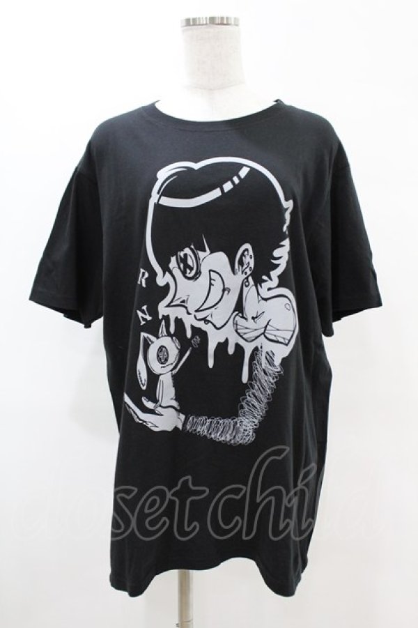 画像1: NieR Clothing / プリント半袖CUTSEW  黒×グレー H-25-05-13-1005-PU-TO-KB-ZH (1)