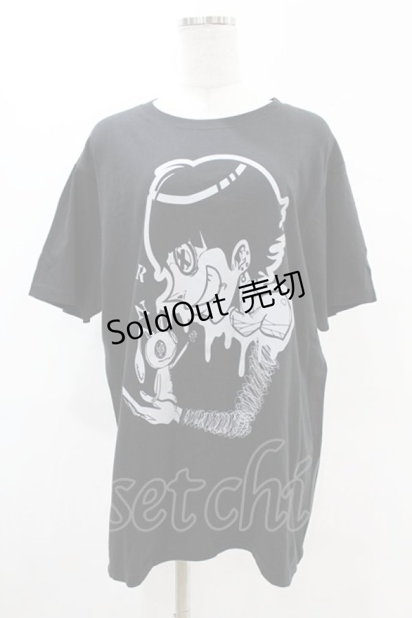 画像1: NieR Clothing / プリント半袖CUTSEW  黒×グレー H-25-08-26-022-PU-TO-KB-ZT495 (1)