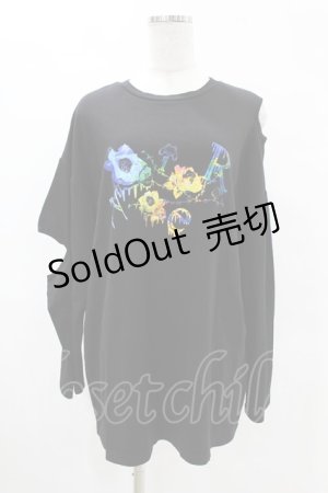 画像: NieR Clothing / アシメカット長袖カットソー  黒 H-25-05-13-1052-PU-TO-KB-ZH
