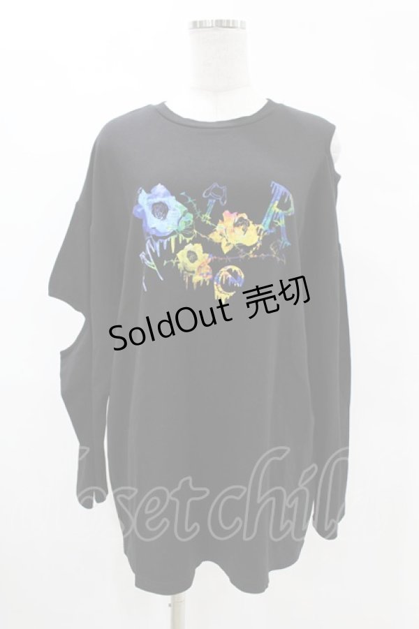 画像1: NieR Clothing / アシメカット長袖カットソー  黒 H-25-05-13-1052-PU-TO-KB-ZH (1)