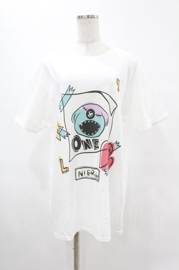 画像1: NieR Clothing / プリントCOTTON CUTSEW  白 H-25-05-13-1011-PU-TO-KB-ZH (1)