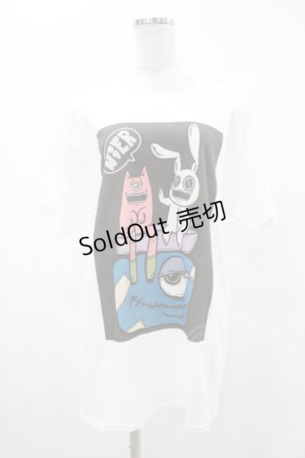 画像1: NieR Clothing / プリントCOTTON CUTSEW  白 H-25-08-17-013-PU-TO-KB-ZT159 (1)