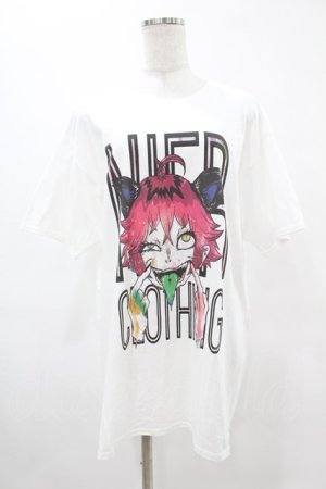 画像: NieR Clothing / プリントCOTTON CUTSEW  白 H-25-05-13-1028-PU-TO-KB-ZH