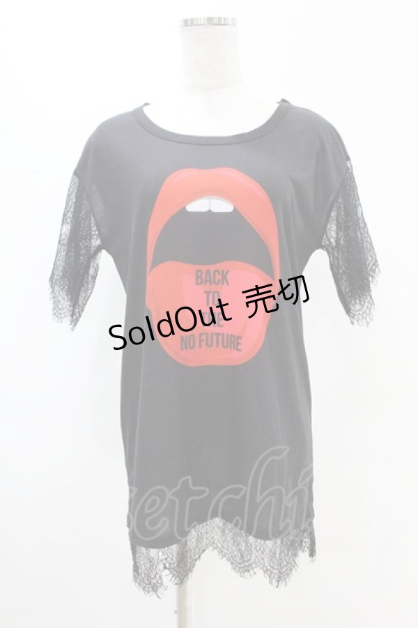 画像1: HELL CAT PUNKS / レーススリーブTシャツワンピース Ｆ 黒 H-25-08-17-003-PU-OP-KB-ZT160 (1)