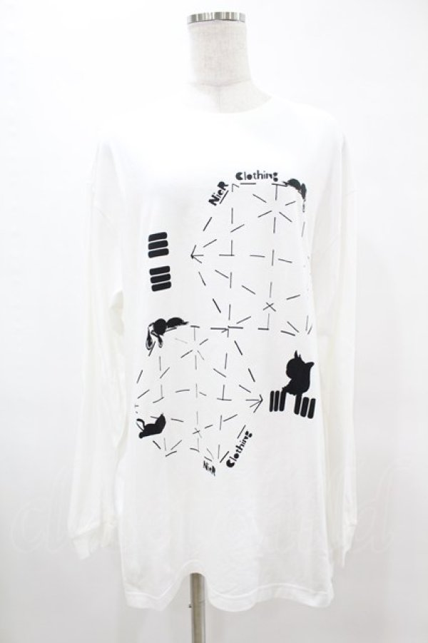 画像1: NieR Clothing / プリント長袖CUTSEW  白 H-25-05-13-1034-PU-TO-KB-ZH (1)