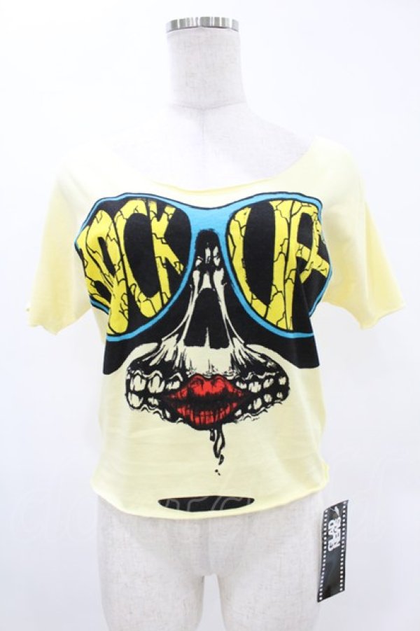 画像1: GLAD NEWS / フェイスプリントカットTシャツ  イエロー H-25-05-13-1047-GL-TO-KB-ZH (1)