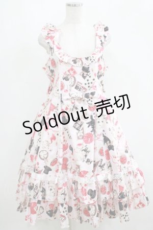 画像: metamorphose / 【プラスサイズ】Wonder Card フレアジャンパースカート プラスサイズ ピンク H-25-05-13-006-ME-OP-NS-ZH