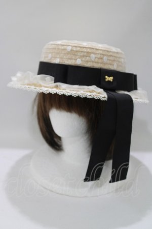 画像: Angelic Pretty / AiryドットチュールストローHAT  ナチュラル/ブラック H-25-05-13-077-AP-AC-NS-ZH