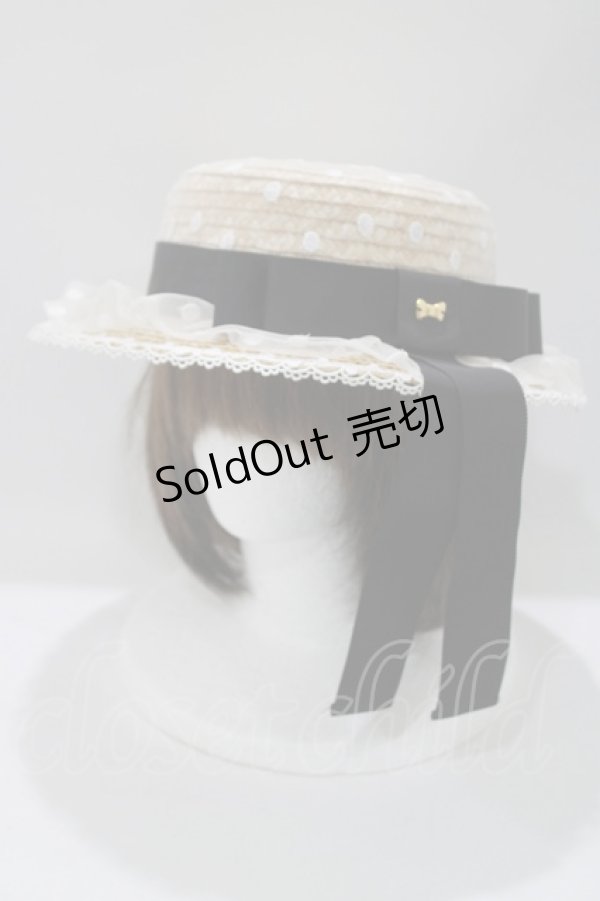 画像1: Angelic Pretty / AiryドットチュールストローHAT  ナチュラル/ブラック H-25-05-13-077-AP-AC-NS-ZH (1)