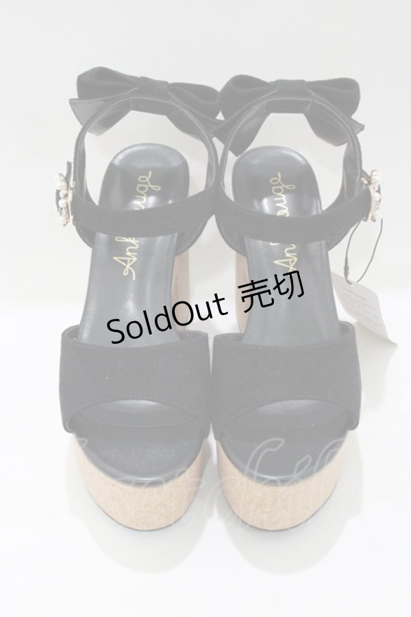 画像1: Ank Rouge / パールバックルリボンサンダル M（23.0〜23.5cm） ブラック H-25-05-13-079-CA-SH-NS-ZH (1)
