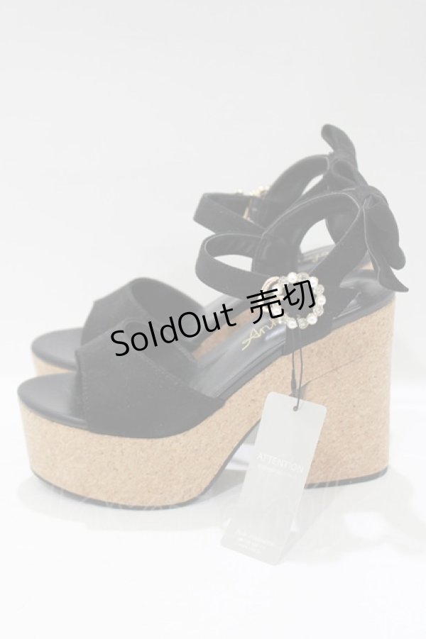 画像2: Ank Rouge / パールバックルリボンサンダル M（23.0〜23.5cm） ブラック H-25-05-13-079-CA-SH-NS-ZH (2)