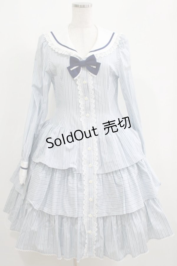 画像1: ALICE and the PIRATES / ドビーストライプセーラーワンピース Free サックス H-25-05-13-003-PA-OP-NS-ZH (1)