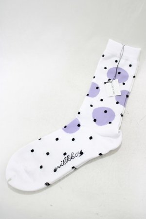 画像: MILKBOY / ポルカドットSOCKS  ホワイト×ラベンダーグレー×ブラ H-25-05-14-041-MB-ZA-KB-ZH