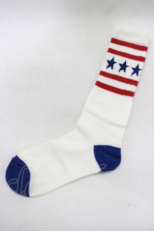 画像: Candy Stripper / STAR BORDER SOX  オフ×赤×青 H-25-05-14-052-PU-ZA-KB-ZH