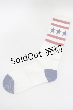 画像: Candy Stripper / STAR BORDER SOX  オフ×赤×青 H-25-05-14-052-PU-ZA-KB-ZH