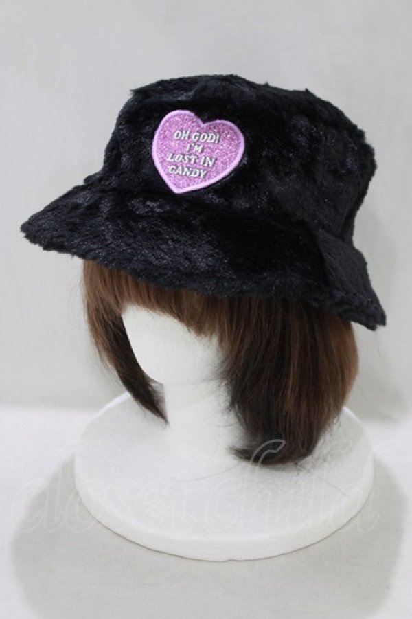 画像1: Candy Stripper / FUR BUCKET HAT  黒 H-25-05-14-062-PU-AC-KB-ZH (1)