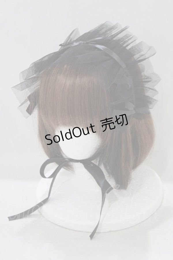 画像1: MARBLE / チュールヘッドドレス  黒 H-25-05-14-069-GO-AC-KB-ZH (1)