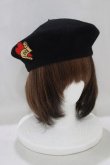 画像1: Dangerous nude / ハート刺繍ベレー帽 - ブラック H-25-05-14-071-PU-AC-KB-ZH (1)