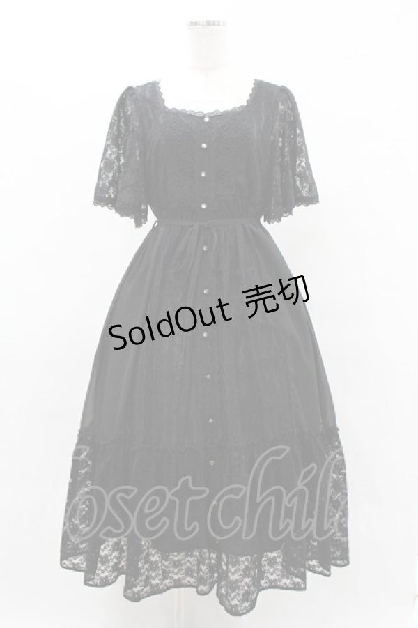 画像1: axes femme / レース×シフォンドレス風ワンピース Free ブラック H-25-05-14-1031-AX-OP-NS-ZH (1)
