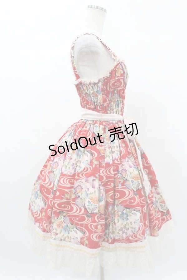画像3: metamorphose / 和柄シャーリングジャンパースカート Free エンジ H-25-05-14-1025-ME-OP-NS-ZH (3)