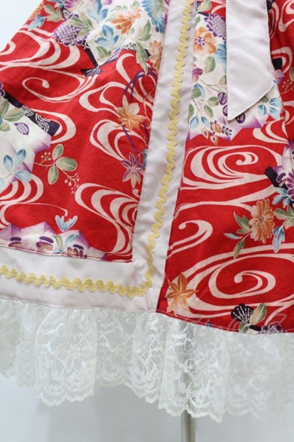 画像5: metamorphose / 和柄シャーリングジャンパースカート Free エンジ H-25-05-14-1025-ME-OP-NS-ZH (5)
