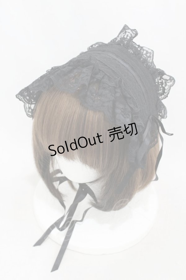 画像1: metamorphose / ラッセルレースヘッドドレス  ブラック H-25-05-14-1003-ME-AC-NS-ZH (1)