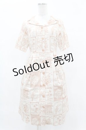 画像: Fi.n.t / フラワーシードパッケージ柄開衿ワンピース Free L/ORANGE H-25-05-14-1028-CA-OP-NS-ZH