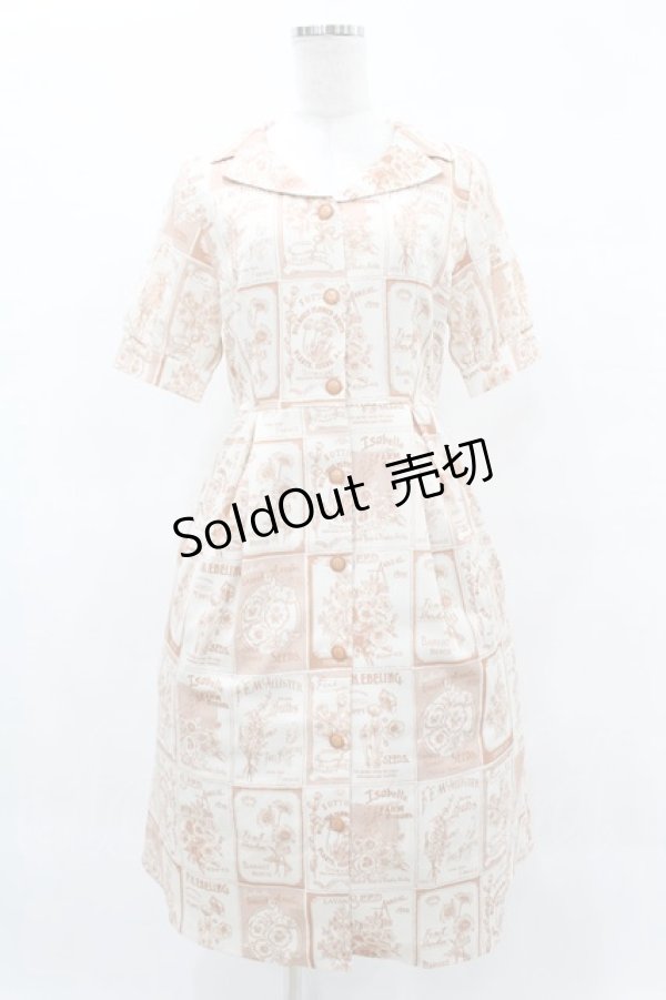 画像1: Fi.n.t / フラワーシードパッケージ柄開衿ワンピース Free L/ORANGE H-25-05-14-1028-CA-OP-NS-ZH (1)