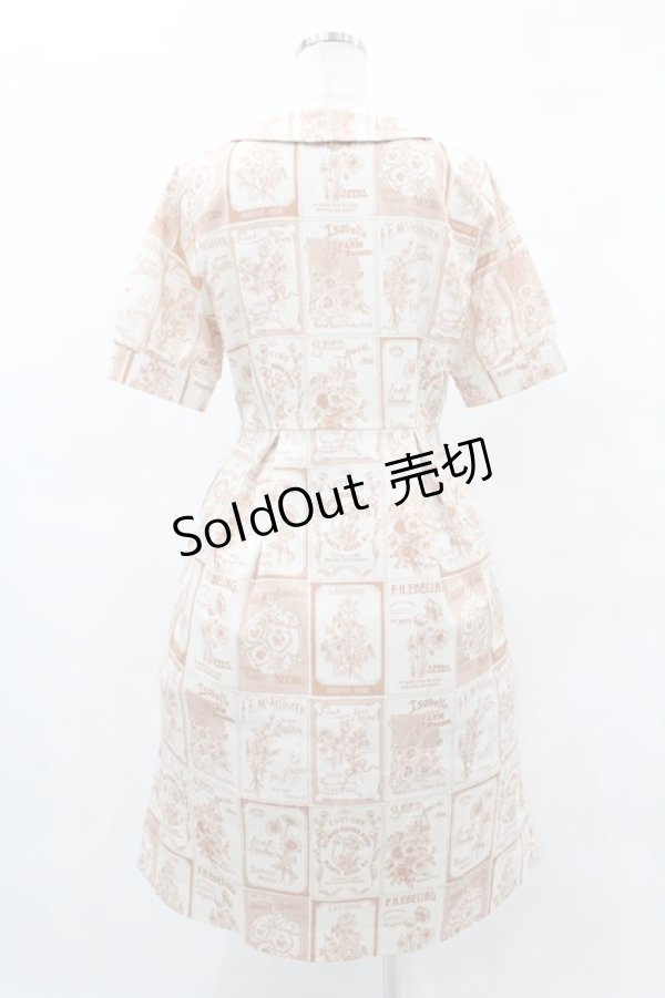 画像2: Fi.n.t / フラワーシードパッケージ柄開衿ワンピース Free L/ORANGE H-25-05-14-1028-CA-OP-NS-ZH (2)