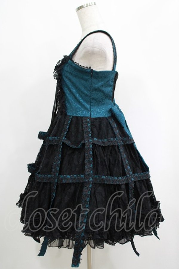 画像2: h.NAOTO / Deep Green Rose Bird Cage Dress  ブラック×グリーン H-25-05-14-001-HN-OP-KB-ZH (2)