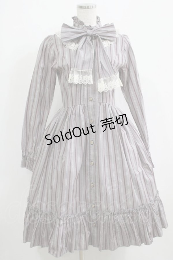 画像1: ATELIER PIERROT / スタンドカラーブラウスワンピース  グレー H-25-05-14-008-EL-OP-KB-ZH (1)