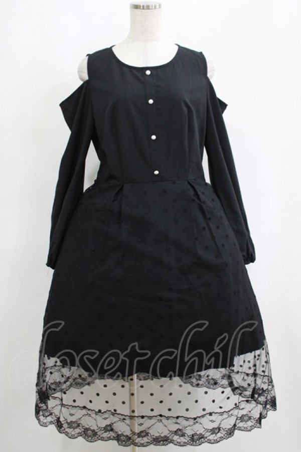 画像1: NieR Clothing / 重ねドットチュールLONG DRESS  黒 H-25-05-14-002-PU-OP-KB-ZH (1)