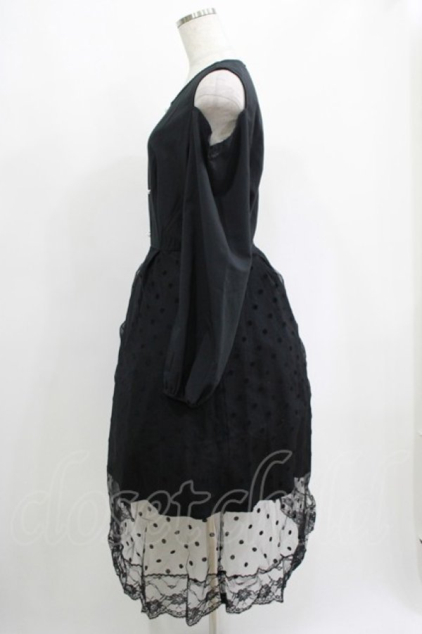 画像2: NieR Clothing / 重ねドットチュールLONG DRESS  黒 H-25-05-14-002-PU-OP-KB-ZH (2)
