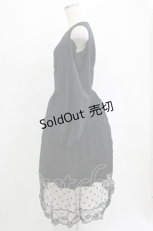画像2: NieR CLOTHING / 重ねドットチュールLONG DRESS  黒 H-25-08-17-001-PU-OP-KB-ZT159 (2)