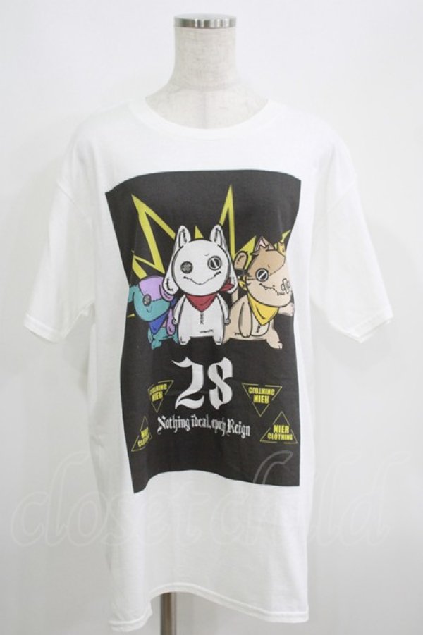 画像1: NieR Clothing / プリント半袖CUTSEW  白 H-25-05-15-032-PU-TO-KB-ZH (1)