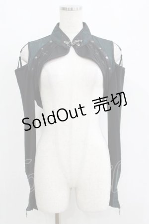 画像: Ozz Croce / クロス刺繍シュラグ  黒×緑 H-25-08-10-027-OO-TO-KB-ZH