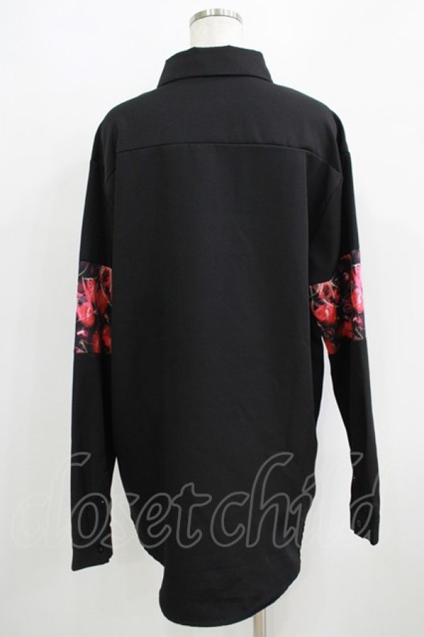 画像3: NieR Clothing / プリント切替ブラウス  黒×チェリープリント H-25-05-15-048-PU-BL-KB-ZH (3)