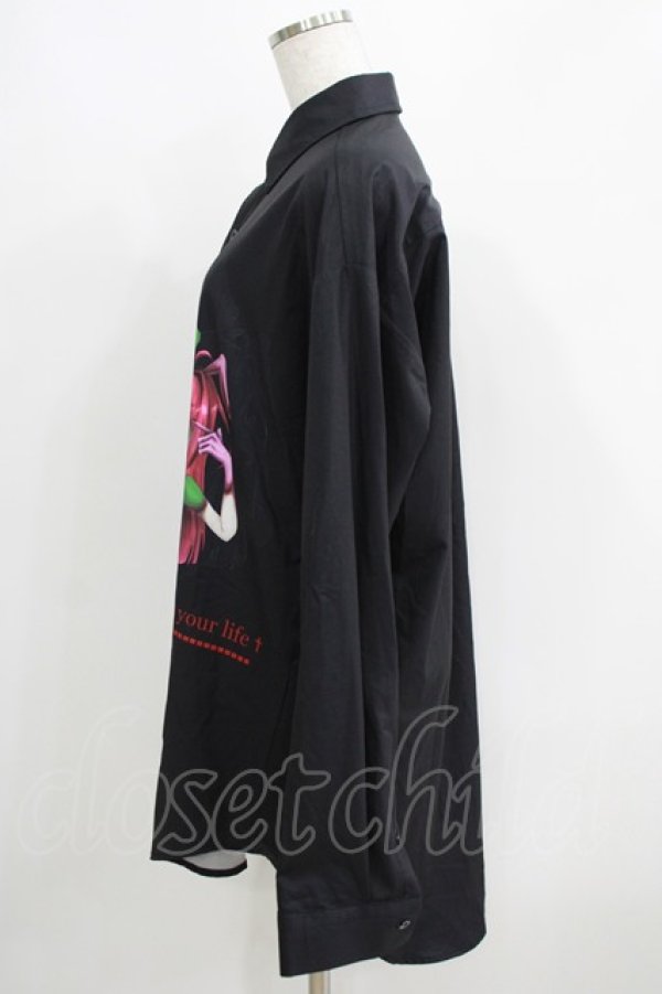 画像2: NieR Clothing / プリントロングシャツ  黒 H-25-05-15-051-PU-BL-KB-ZH (2)