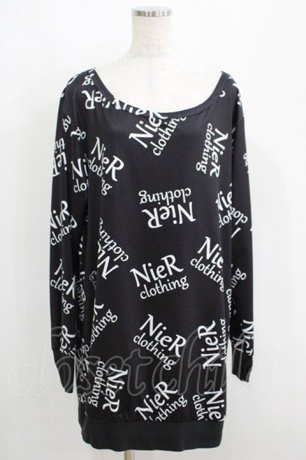 画像1: NieR Clothing / プリントトップス  黒ロゴ H-25-05-15-056-PU-BL-KB-ZH (1)