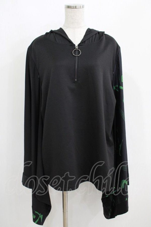 画像1: NieR Clothing / STRETCH PULLOVER着物風袖【和柄漢字】  黒 H-25-05-15-058-PU-TO-KB-ZH (1)